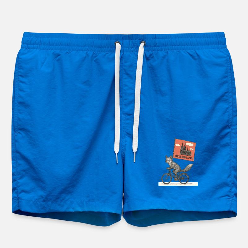 Cologne Fox on Bicycle - Swim Trunks - cobalt blue