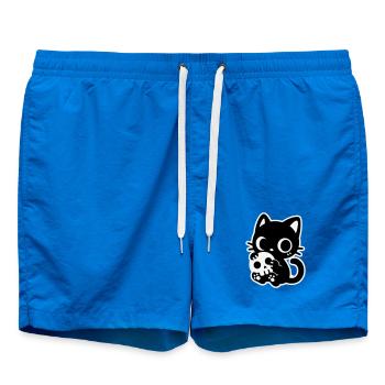 Süße Gruselkatze mit Totenkopf | Kawaii Spooky Mot - Badeshorts - Cobalt blue - Vorne