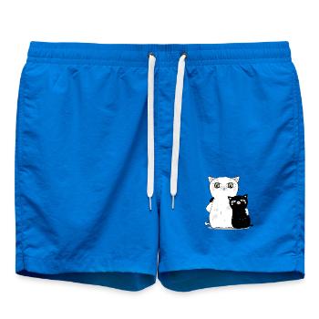 weiße Katze schwarzer Kater - Badeshorts - Cobalt blue - Vorne - AI Model Male 185 light (185cm)