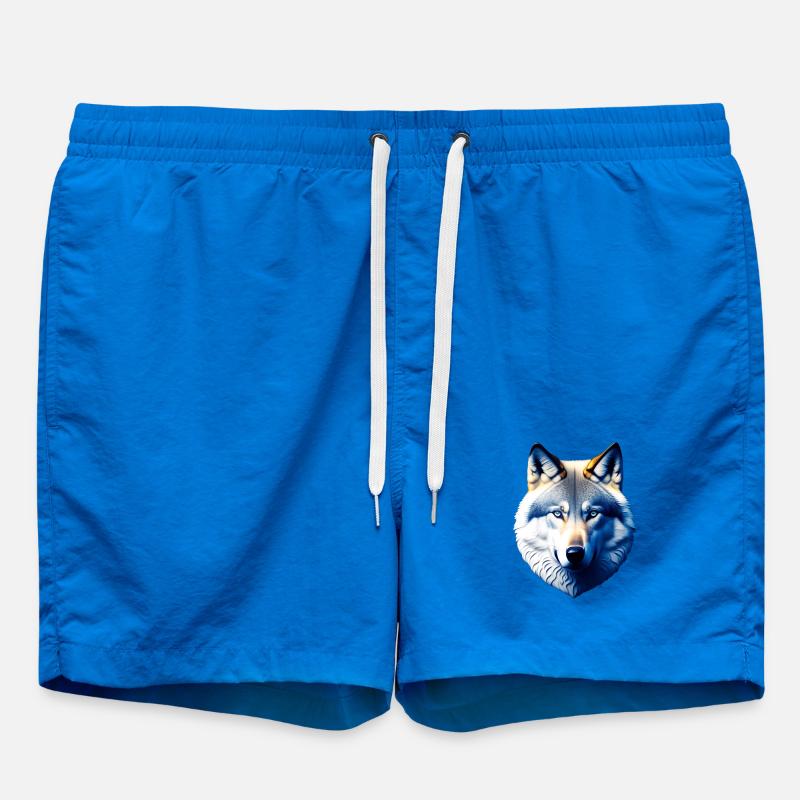 Wolf's head with blue eyes - Swim Trunks - cobalt blue