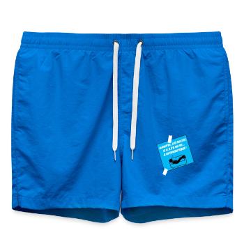 Humoristisches Zitat auf blauem Sofa - Badeshorts - Cobalt blue - Vorne - AI Model Male 185 light (185cm)