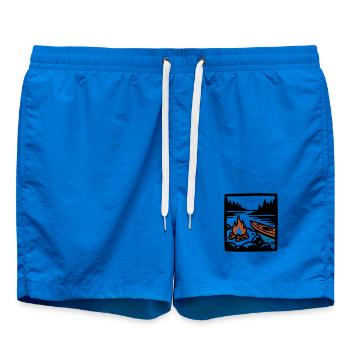 Campfire Canoe Forest Icon - Swim Trunks - cobalt blue - Front - AI Model Male 185 light (185cm)