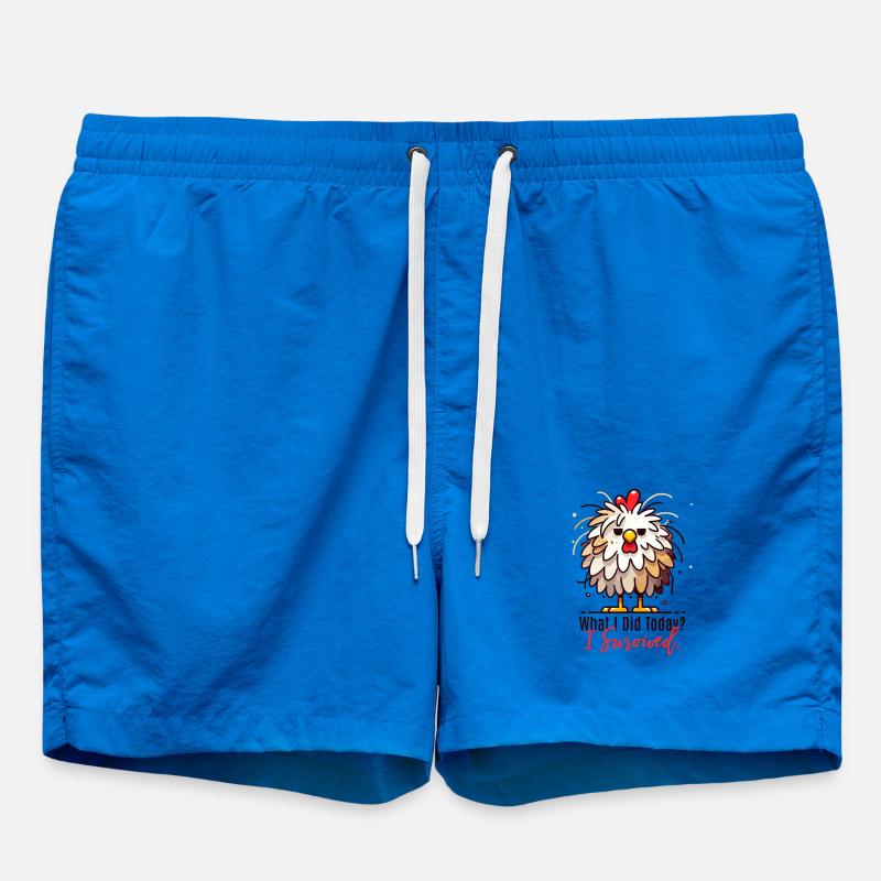 Funny Survival Chicken – Survived Today! - Swim Trunks - cobalt blue