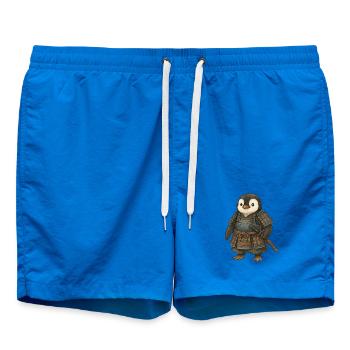 Historical Samurai Penguin with Katana Japan Cult - Swim Trunks - cobalt blue - Front