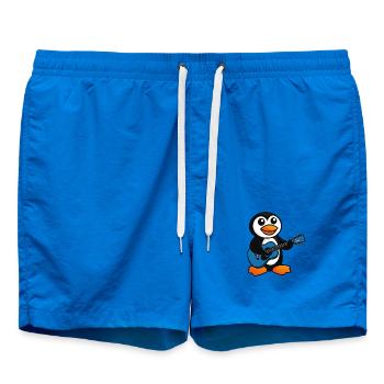 pingouin drôle avec guitare musicien de dessin animé - Short de bain - cobalt blue - Devant - AI Model Male 185 light (185cm)