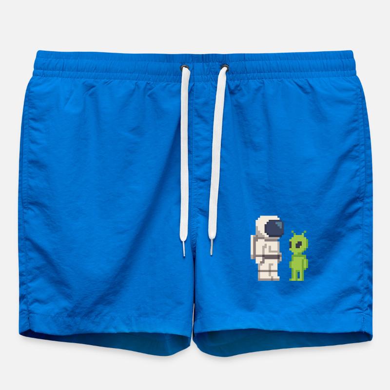 Pixel Astronaut meets Alien - Swim Trunks - cobalt blue