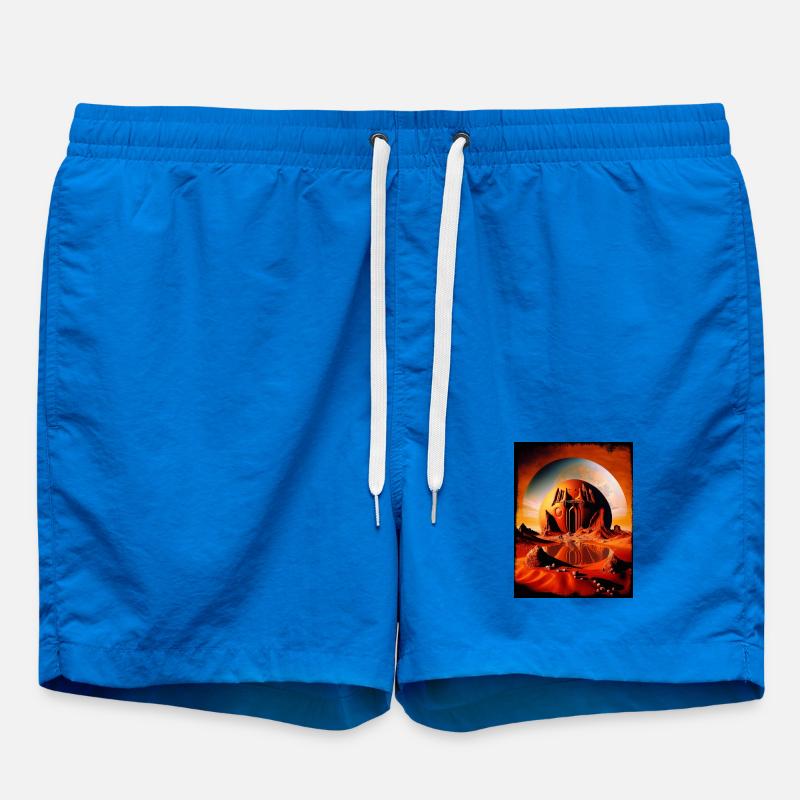 Red Moon Temple Desert Sphere - Swim Trunks - cobalt blue