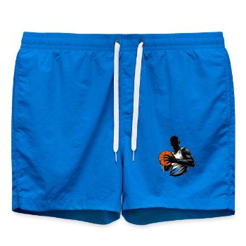 Basketball Spieler mit Ball  - Badeshorts - Cobalt blue - Vorne - AI Model Male 185 light (185cm)