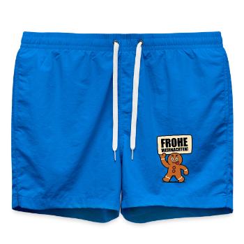 Gingerbread Man Merry Christmas - Swim Trunks - cobalt blue - Front