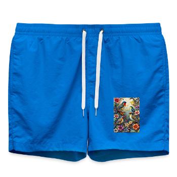 Birds in Floral Splendour - Swim Trunks - cobalt blue - Front
