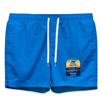 Insigne de voyage rétro Sunset au Japon du château d’Osaka - Short de bain - cobalt blue - Devant