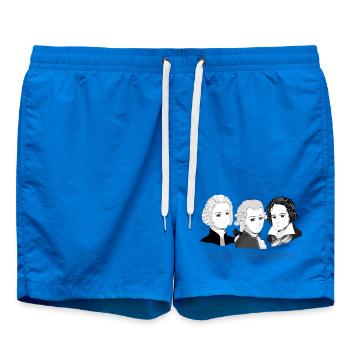 Bach - Mozart - Beethoven in chibi style - Swim Trunks - cobalt blue - Front