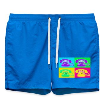 Téléphone Pop Art Quadri Néon - Short de bain - cobalt blue - Devant