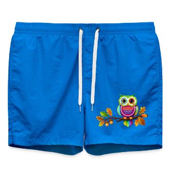 Hibou coloré sur une branche avec des feuilles d’automne - Short de bain - cobalt blue - Devant