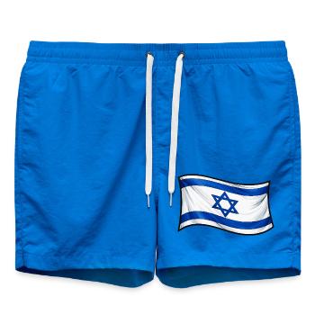 Israeli Flag Print Star of David - Swim Trunks - cobalt blue - Front