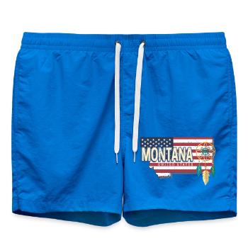 Montana United States USA Map Souvenir - Swim Trunks - cobalt blue - Front