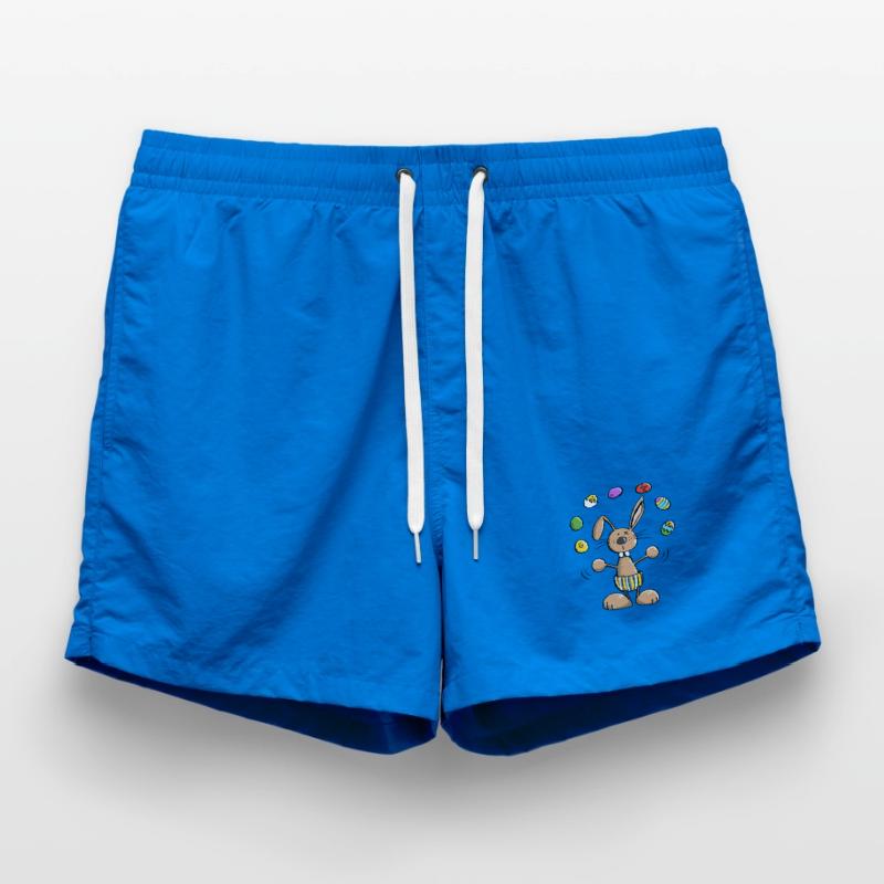 Easter bunny juggles colorful easter eggs - easter Swim Trunks