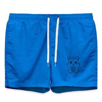 Hamster mit Becher - Badeshorts - Cobalt blue - Vorne - AI Model Male 185 light (185cm)