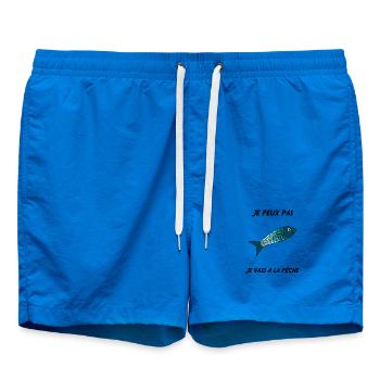 ICH KANN NICHT. ICH HABE GEFIEDERT. FISCHER. HUMOR. RUHESTAND - Badeshorts - Cobalt blue - Vorne - AI Model Male 185 light (185cm)