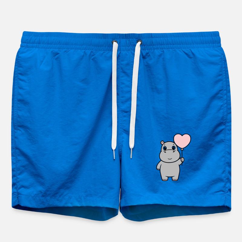 Süßes Nilpferd Herz Ballon Liebe - Badeshorts - Cobalt blue