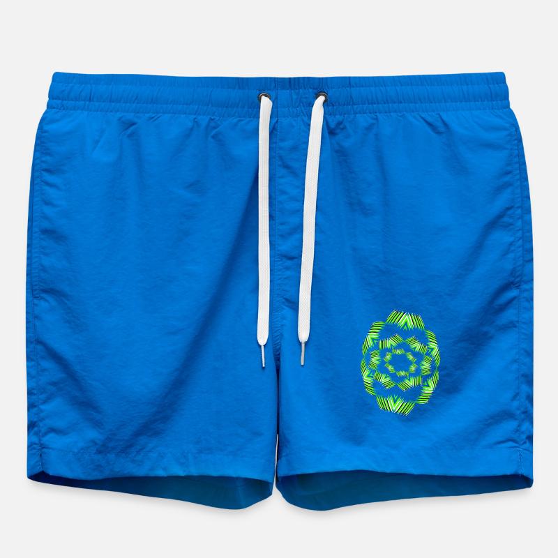 Neon Mandala Fan Pattern - Swim Trunks - cobalt blue