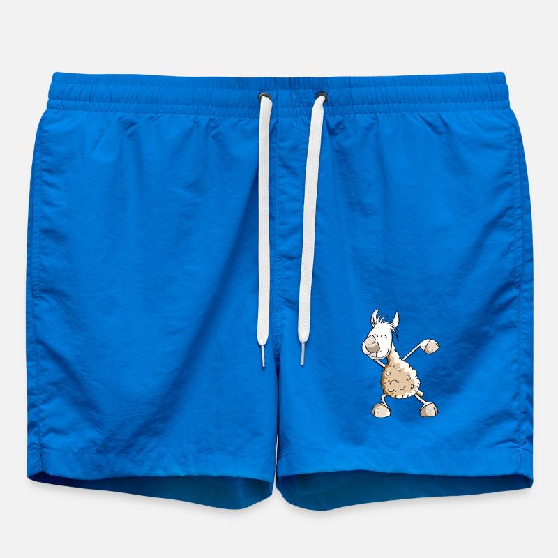 Dab Dance Lama - Dabbing Alpaka - Fun Comic - Badeshorts - Cobalt blue