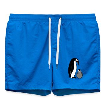 Penguin with baby - Swim Trunks - cobalt blue - Front - AI Model Male 185 light (185cm)