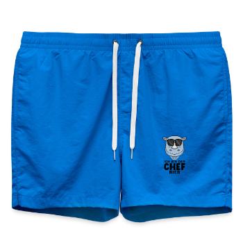 Chef Spruch mit Nashorn Motiv - Badeshorts - Cobalt blue - Vorne - AI Model Male 185 light (185cm)