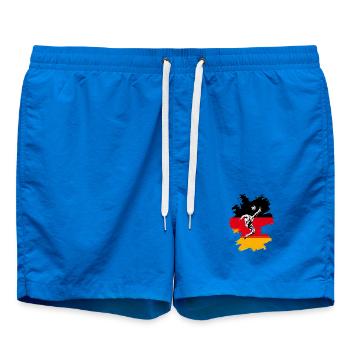 Dynamische Fußball-Action auf deutscher Flagge - Badeshorts - Cobalt blue - Vorne - AI Model Male 185 light (185cm)