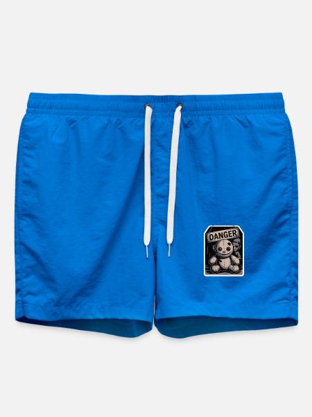Eerie Doll with Danger Sign - Swim Trunks - cobalt blue