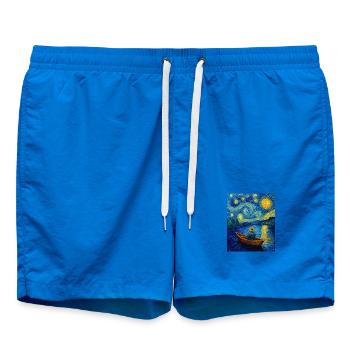 Angler Fishing Angel Van Gogh Style Starry Night - Swim Trunks - cobalt blue - Front - AI Model Male 185 light (185cm)