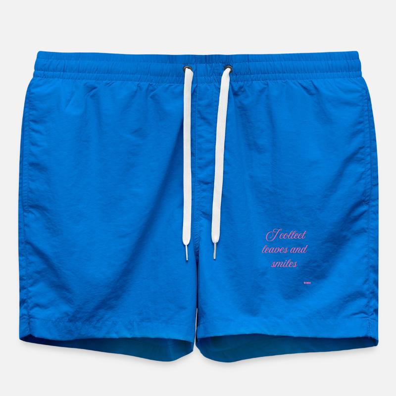 Leaves and Smiles Pink Script - Swim Trunks - cobalt blue