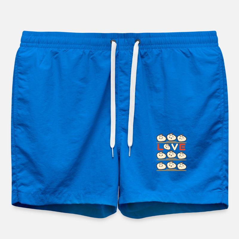 Dumpling Love Pattern - Swim Trunks - cobalt blue