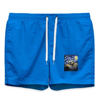 paresseux Van Gogh style nuit étoilée - Short de bain - cobalt blue - Devant - AI Model Male 185 light (185cm)