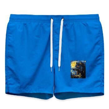 Loup loup-garou style Van Gogh - Short de bain - cobalt blue - Devant - AI Model Male 185 light (185cm)