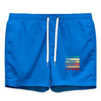 Hawaiian Ukulele Uke Retro Vintage - Badeshorts - Cobalt blue - Vorne - AI Model Male 185 light (185cm)