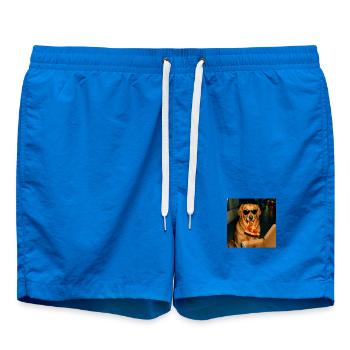 Funny Golden Retriever Dog Eating Pizza Meme - Badeshorts - Cobalt blue - Vorne - AI Model Male 185 light (185cm)