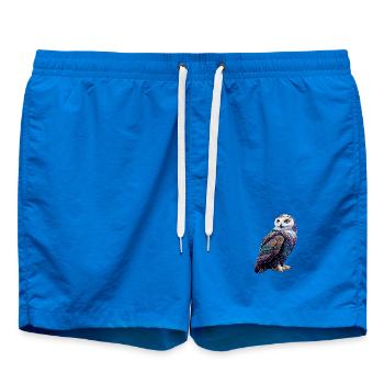 Schneeeule Weiße Eule Kauz Uhu Owl Schnee Eulen - Badeshorts - Cobalt blue - Vorne - AI Model Male 185 light (185cm)