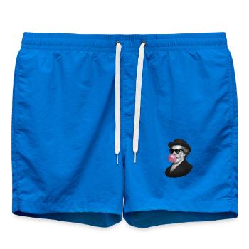 Gentleman vintage avec chewing-gum et lunettes de soleil - Short de bain - cobalt blue - Devant - AI Model Male 185 light (185cm)