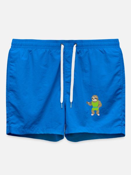 Sloth Bodybuilder Dumbbell Bodybuilding - Swim Trunks - cobalt blue
