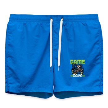 Gamer Gaming Raccoon Video Game - Swim Trunks - cobalt blue - Front - AI Model Male 185 light (185cm)