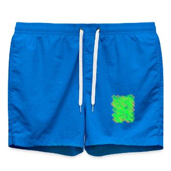 Neon Green-Orange Line Pattern - Swim Trunks - cobalt blue - Front - AI Model Male 185 light (185cm)