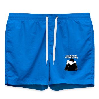 Umarmung in Schwarzweiß Illustration - Badeshorts - Cobalt blue - Vorne - AI Model Male 185 light (185cm)