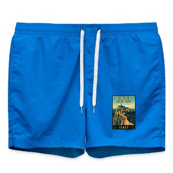 Explore sights of Civita di Bagnoregio in Italy - Swim Trunks - cobalt blue - Front
