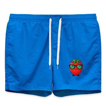 Kawaii Strawberry with Sunglasses Minimalism - Swim Trunks - cobalt blue - Front - AI Model Male 185 light (185cm)