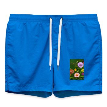 Flowers and butterfly - Swim Trunks - cobalt blue - Front