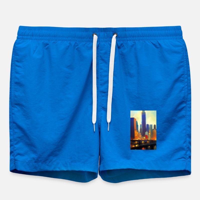 New York City Skyline - Swim Trunks - cobalt blue
