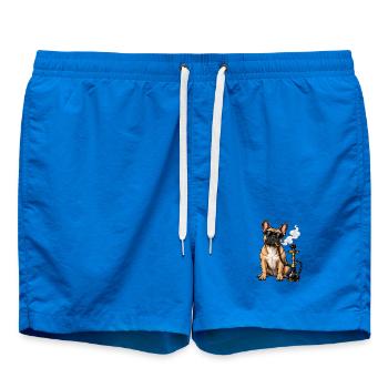 Französische Bulldogge mit Shisha - Badeshorts - Cobalt blue - Vorne - AI Model Male 185 light (185cm)