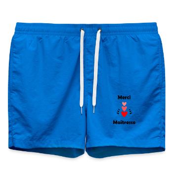 THANK YOU. MISTRESS. MASTER. THANK YOU MISTRESS - Swim Trunks - cobalt blue - Front - AI Model Male 185 light (185cm)