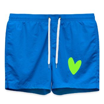 Icône Cœur Vert Néon Style rétro minimaliste - Short de bain - cobalt blue - Devant - AI Model Male 185 light (185cm)